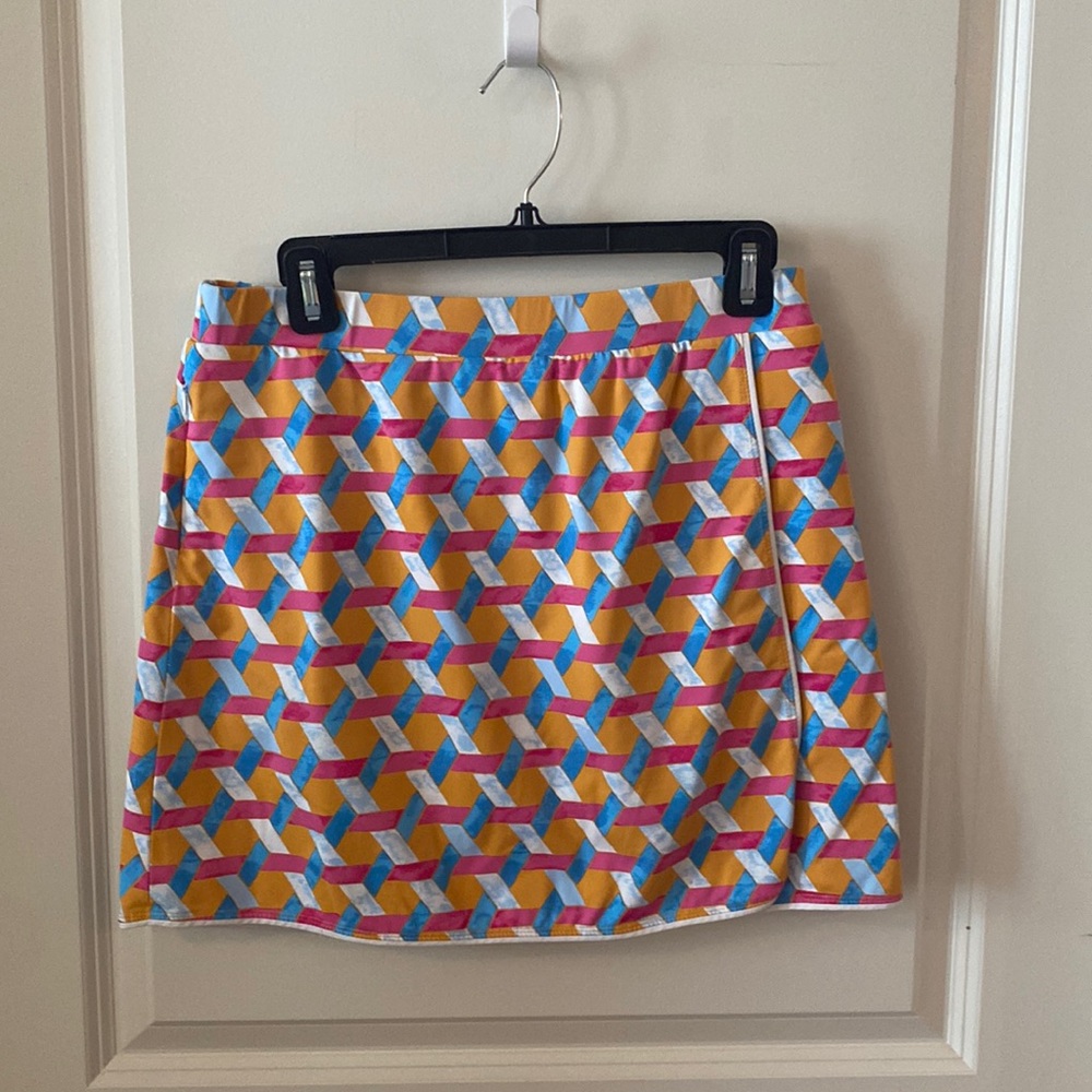 J. McLaughlin Faux Wrap Basket Pattern Skort